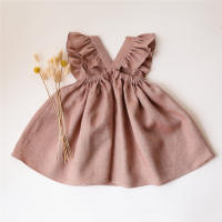 2024 Vestido de Princesa para Niñas Verano Nueva Moda Manga Voladora Algodón y Lino Ropa para Bebés de 0-3 Años - details 5