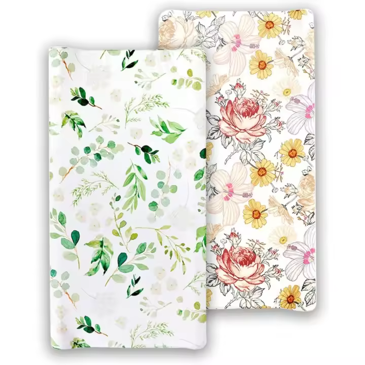 Cubierta de Almohada Floral para Bebé Tela Elástica Infantil Tabla de Cambio Pañuelos - 1
