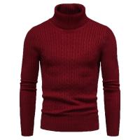 Suéter de cuello alto para hombre, suéter de punto ajustado, camisa de fondo, cálido, Color sólido, moda de otoño e invierno - details 22