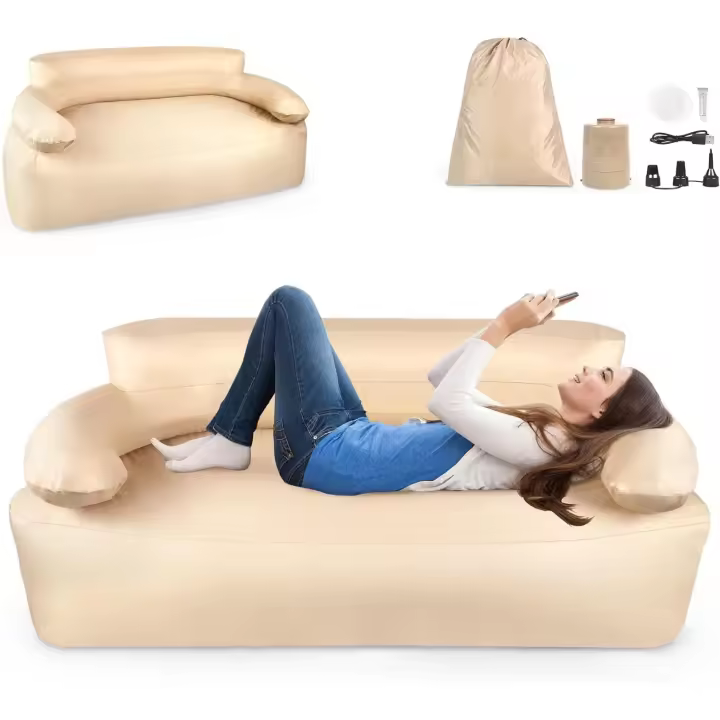 UISEBRT Sofá de Camping Hinchable Portátil, Integrado con Bomba de Aire Eléctrica, Sofá Perezoso para Exteriores, Playa - 1