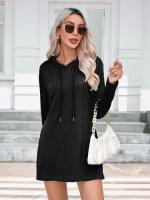 Vestido con capucha de punto de manga larga para mujer, - details 12