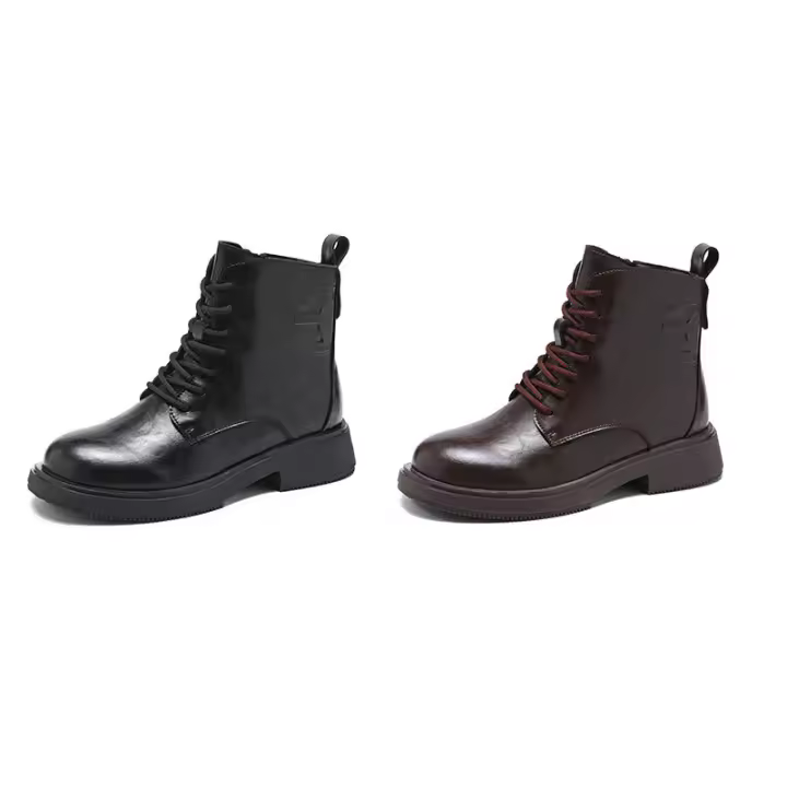 Botas Retro Británicas para Mujer 2025 Versátiles de Tacón Grueso de Cabeza Redonda - 1
