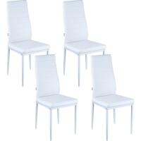 Juegos de 4 Sillas de Comedor con Respaldo Alto y Asiento Ergonómico con Costuras Decorativas, Sillas Elegantes en Piel Sintética con Estructura en Acero, 40X48X96, Beige - details 42