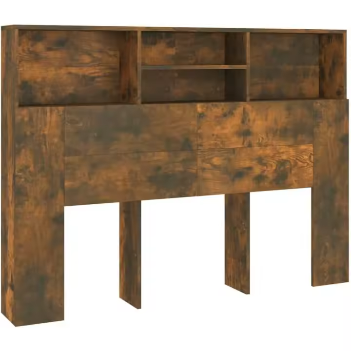 Mueble de Cama Sonoma Armario de Cabeza con Almacenamiento de Pared para Dormitorio Diseño de Roble - 1