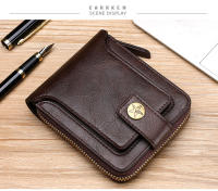 Cartera pequeña Vintage para hombre, monedero corto de cuero PU, Color sólido, con cierre y cremallera - details 16