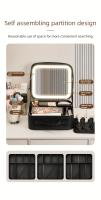 Estuche de maquillaje portátil elegante con espejo LED, organizador de PU ajustable, sin forro y apto para viajes - details 1