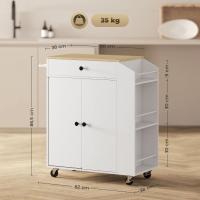 Cocina con Ruedas Carrito de Cocina Mueble Auxiliar de Cocina con 2 Puertas Cajón Especiero de 3 Niveles Toallero y Estante Ajustable 82x38x86,5 cm Blanco - details 4