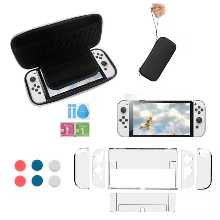BLUEKAKA-Kit de estuche transparente para Switch Oled, bolsa de viaje para transporte, protección y Protector de pantalla para consola de juegos Ns Oled - 1
