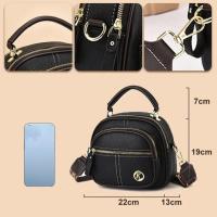 Bolso corredizo de cuero de varios compartimentos bolso multifuncional ajustable para mujeres bolso de hombro ancho bolso de gran capacidad - details 1