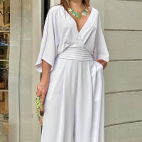 Ropa elegante de invierno para mujer, mono informal de manga corta con cuello en V, Color sólido, a la moda, 2025 - details 2