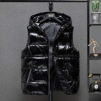 Chaleco grueso con capucha para hombre, abrigo cálido acolchado de algodón, Color sólido, impermeable, cortavientos, cremallera grande, invierno, novedad de 2025 - details 4