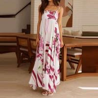 Vestido largo playero estilo bohemio vintage 2025 para mujer, con tirantes finos, espalda descubierta, estampado de sol, estilo swing. - details 13