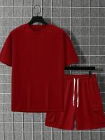 Conjunto Deportivo Casual para Hombres de Poliéster Camiseta con Pelo y Shorts de Cinturón con Bolsillos Perfecto para el Verano Lavable en Máquina - details 5