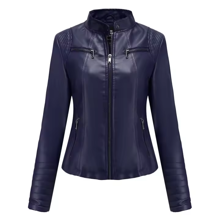 Chaqueta de cuero de imitación para mujer, abrigo de motociclista de moda, ropa de primavera y otoño - 1