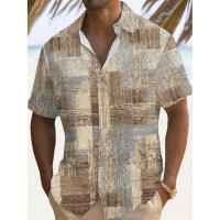 Camisa de Verano para Hombres Estampado de Encaje de Moda Manga Corta Cuello Extremo - details 2