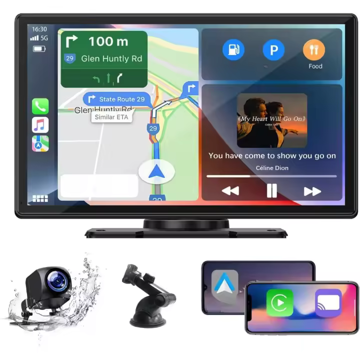 Coche con Vista Trasera Cámara, Pantalla IPS Tactil, Bluetooth 5.0/GPS Navegador/FM/Siri/Goo-gle/Airplay - 1