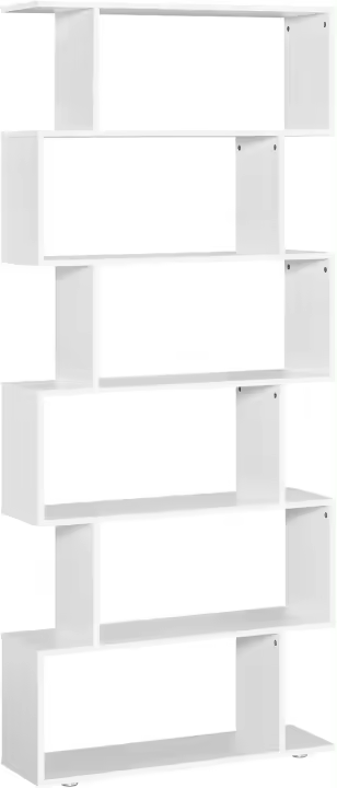 Estanteria Libreria 6 Estantes Madera Forma S 80x24x191 cm Estantes Color Blanco - 1