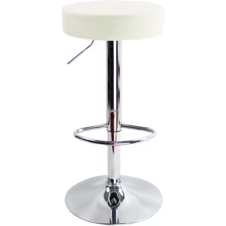 KKTONER Taburete de Bar Regulable en Altura Giratorio Taburete de Trabajo Taburete de Oficina Cuero PU Blanco - 1