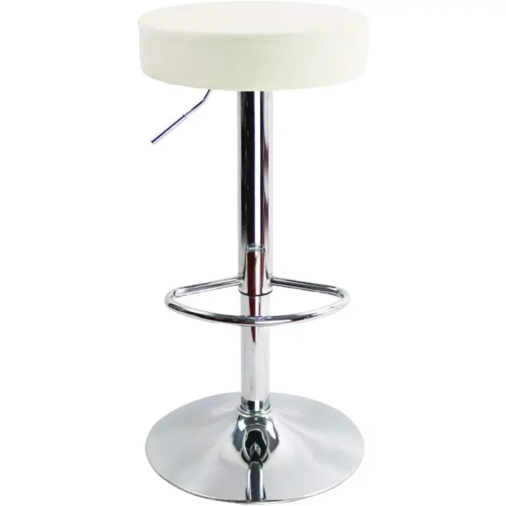 KKTONER Taburete de Bar Regulable en Altura Giratorio Taburete de Trabajo Taburete de Oficina Cuero PU Blanco - 1