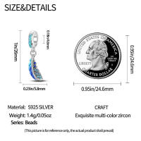 Encantos de Plumas de Plata Esterlina S925 para Mujeres Regalo de Joyería Fina para Cumpleaños Ajustables a Pulseras Originales de 3mm DIY con Zirconia - details 6