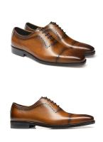 Zapatos marrones de los hombres de la boda del partido del cordón clásico del zurriago de lujo original vendedor caliente - details 13