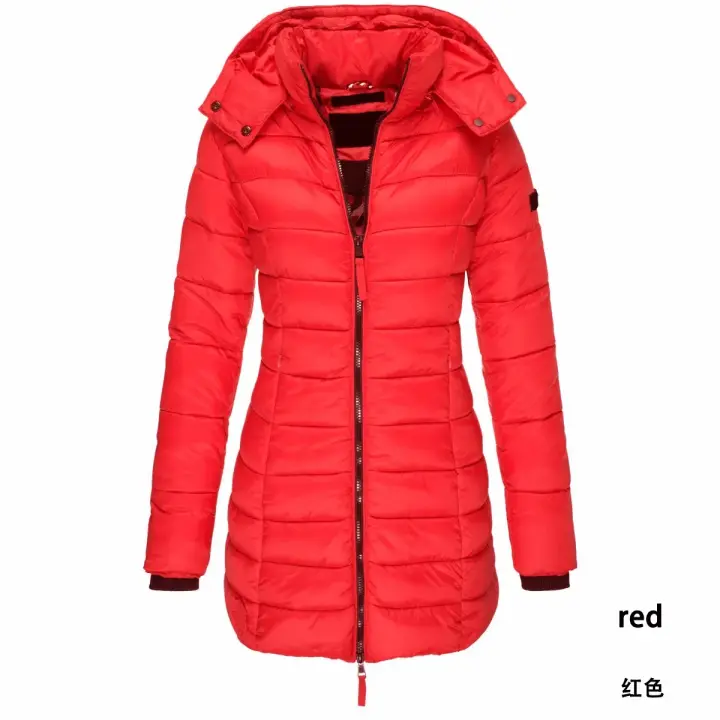 Abrigo largo recto para mujer, Parka ajustada de plumón, chaquetas informales elegantes con capucha, abrigos de nieve, prendas de vestir de moda, Invierno - 1