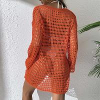 Elegante Cubierta de Punto con Cuello Redondo y Manga Larga Vestido de Playa de Ligero para Verano con Diseño Hueco, Protección Solar, Tela Transpirable - details 27