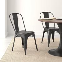 Paquete de 4 sillas de comedor de metal apilables con respaldo para bistró, cocina, interior y exterior, Negro, 51 x 43 x 85 cm - details 7
