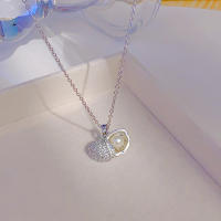 Perlas abiertas conchas collar mujer incrustado circonitas luz de lujo cadena clavícula temperamento ornamentos - details 1