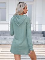 Vestido con capucha de punto de manga larga para mujer, - details 2