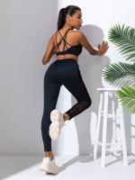Pantalones de yoga, empalme de malla de gran tamaño, pantalones de levantamiento de glúteos y control abdominal para deportes y deportes - details 1