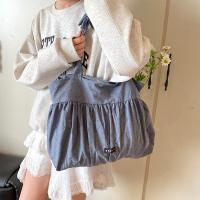 Bolso de Hombro de Algodón y Lino de Gran Capacidad 2025 Bolso Plisado Dulce y Perezoso - details 7