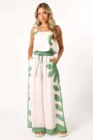 Conjunto de Pantalones de Verano de Cintura Alta y Piernas Anchos Vestido Casual para Mujeres sin Mangas - details 1