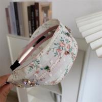 Diadema de encaje bordado de estilo coreano, borde ancho, lazo Floral, cuerda para el cabello, decoración de banda para el cabello con diamantes de imitación y flores de hadas - details 8