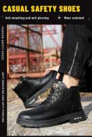 Botas de trabajo negras impermeables y antideslizantes para hombre y mujer, calzado de seguridad antiperforación, calzado deportivo con punta de acero - details 1