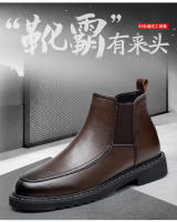 Botas Chelsea de cuero de vaca de gama alta botas de otoño e invierno de cuero genuino botas cortas británicas puntiagudas - details 0