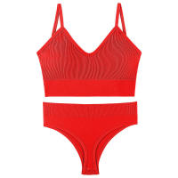 Sujetador deportivo de color sólido para mujer, ropa interior de gimnasio, yoga, entrenamiento atlético, suave, acolchado, 2 piezas - details 13