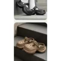 Zapatos de suela gruesa con agujeros que realzan la altura para mujer en verano, zapatillas de playa antideslizantes con baotou, sandalias de eva modernas y versátiles. - details 5