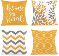 Funda de Cojín Decorativa de 45 x 45 cm con Inscripción Home Sweet Home para Sofá de Lino/Algodón Cuidado de la Funda Lavable en Máquina Estilo Geométrico - details 0