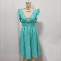 Vestido elegante de verano multicolor con mangas de hoja de loto - details 7
