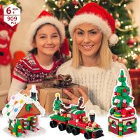 Juego de bloques de construcción 6 en 1 para niños, juguete de ladrillos para armar tren y árbol de Navidad, con luz, para regalo de Navidad - details 0