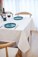 Mantel circular rectangular blanco de lino nórdico y algodón, funda suave, borla Ence, manta de picnic al aire libre para banquetes - details 17