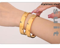 Pulsera de Puño multicolor Dorada de Maple inoxidable de moda pulsera de Maple inoxidable de Textura Femenina - details 2
