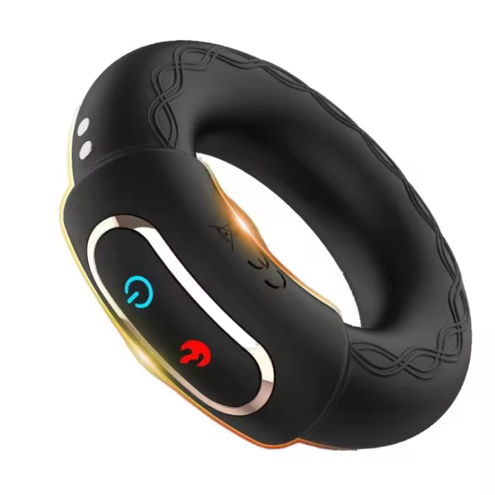 Anillo de silicona para ejercicio de doble motor para hombres, masaje con vibración y calefacción, productos sexuales para adultos, 10 frecuencias - 1