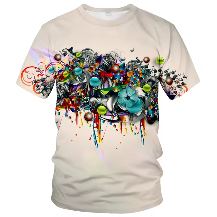 Nuevos hombres y mujeres hip hop patrón 3D impresión casual manga corta Camiseta, novedad ropa - 1