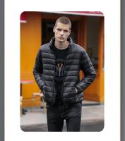 Chaqueta holgada de plumas de ganso blanco, chaqueta ligera con capucha, cuello alto para hombre, corte ajustado con capucha juvenil - details 16
