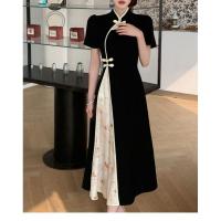 Vestido elegante de talla grande para mujer, nuevo estilo, Cheongsam mejorado, pintura de tinta Oriental, verano - details 41