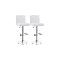 Juego de 2 Taburetes de Metal Ajustables para Cocina Altura de 89-111 cm Diseño Industrial Blanco - details 5