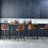Taburete de Bar Industrial Vintage Altura de 72,5cm, Diseño de Resalto y Reposapiés, Tapizado de Gamuza, Marrón - details 9