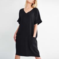 Y verano temperamento europeo americano ropa de mujer Collage manga corta cuello en V vestido de una línea - details 7
